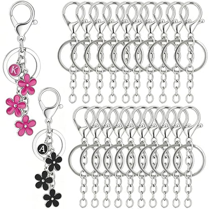 sunla 20pcs Silver Keychain Making Kit with Key Rings Lobster Clasp Chain, Metal Bag Charm Kits for DIY Craft Jewelry Making - color: Silver-20pcs