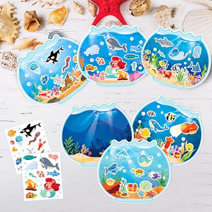 LINAYE 24 Sheets Ocean Stickers with Under The Sea Scenes, Make Your Own Sea Life Animal Fish Stickers, Ocean Summer Crafts Activities for Kids - style: Ocean 24 Sheets