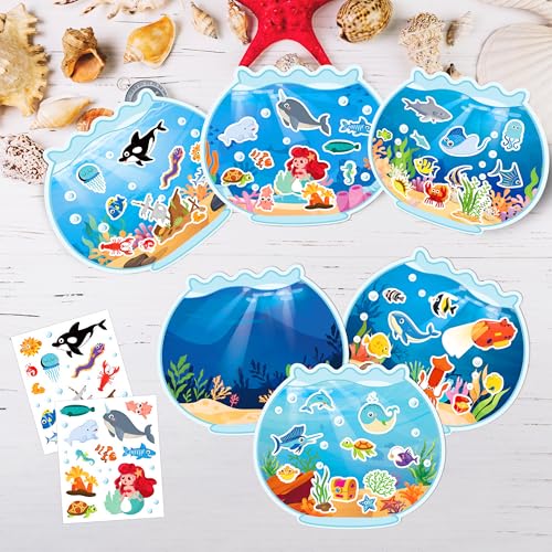 LINAYE 24 Sheets Ocean Stickers with Under The Sea Scenes, Make Your Own Sea Life Animal Fish Stickers, Ocean Summer Crafts Activities for Kids - style: Ocean 24 Sheets
