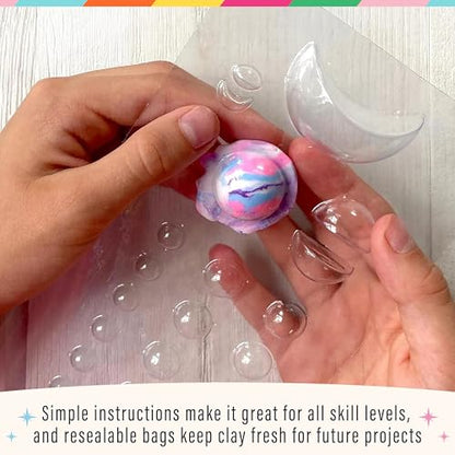 Bright Stripes Wish*Craft Marbled Moon DIY Jewelry Kit for Kids, Ages 8+ - style: DIY Marble Moon Clay