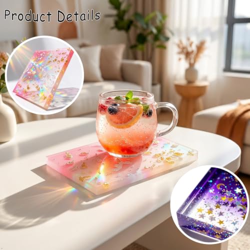 2Pcs Rectangle Epoxy Resin Molds, Large Coaster Silicone Molds - color: Large Coaster Resin Mold