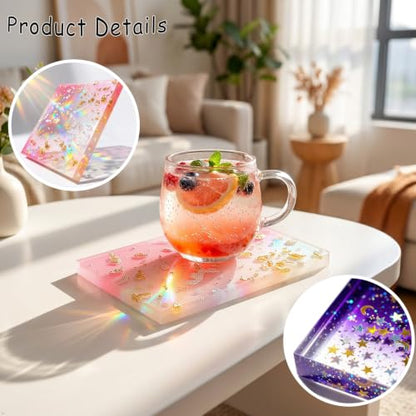 2Pcs Rectangle Epoxy Resin Molds, Large Coaster Silicone Molds - color: Large Coaster Resin Mold