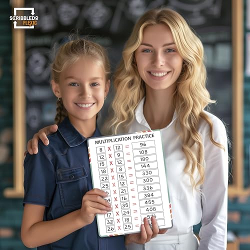 SCRIBBLEDO Multiplication Math 9”x12” Small White Board Dry Erase Sheets Math Manipulatives 3rd Grade Multiplication Times Table Chart Math Supplies Teacher Students Classroom Pack of 10 Sheets - color: Multiplication Chart