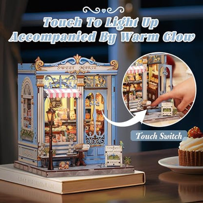 Fsolis Book Nook Kit, DIY Booknook Miniature Bakery House (Sweet Marie) - color: Sweet Marie