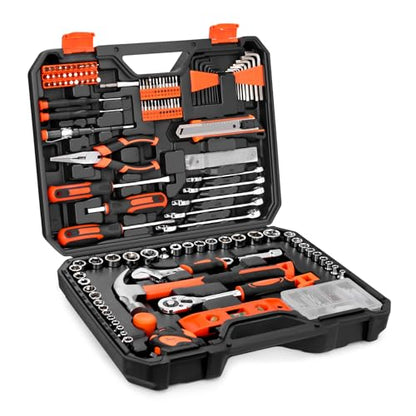 248-Piece Home Repair Hand Tool Set with Storage Case - color: Orange