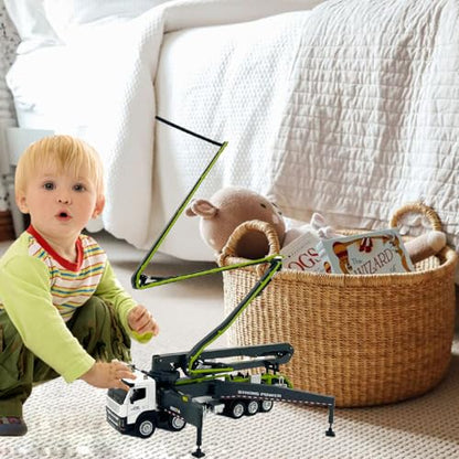 Concrete Pump Truck Construction Vehicles Toys,1:50 Scale Diecast Site Concrete Pump Truck, Toy Trucks for Kids (Green) - color: Concrete Pump Gray