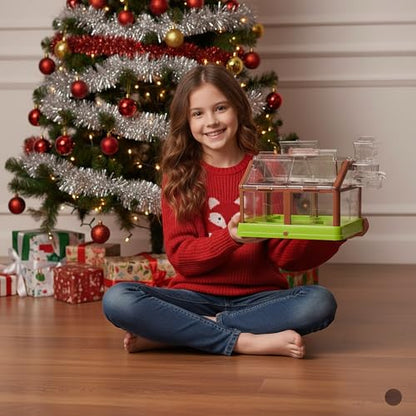 Kids Plant Growing Kit - Kids Greenhouse & Flower Growing Kit with Upgraded Irrigation & Grow Light – Perfect Gardening for Kids（Solar Green）