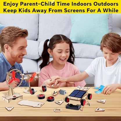 STEM 4 Set Building Kit, Solar Toys for Boys 8-13, DIY Science Kit for Kids