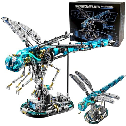 Mechanical Dragonfly Building Blocks STEM Kit - Insect Animal World Model with LED Light & Display Stand, Educational Toys for Boys Ages 12+ & Adults and Kids, Creative Birthday Gift - color: Dragonfly