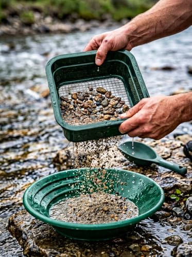 Sluice Fox mini Classifier Screen Gold panning Kits, Stainless Steel Screen mesh sifting Sieve Prospecting and gem Sorting; Shark Tooth sift Sifter - color: 5 Piece Green