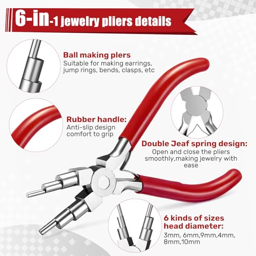 Mudder 2 Pcs Jewelry Making Tool 6 in 1 Bail Making Plier,Red and Green - color: Red and Green