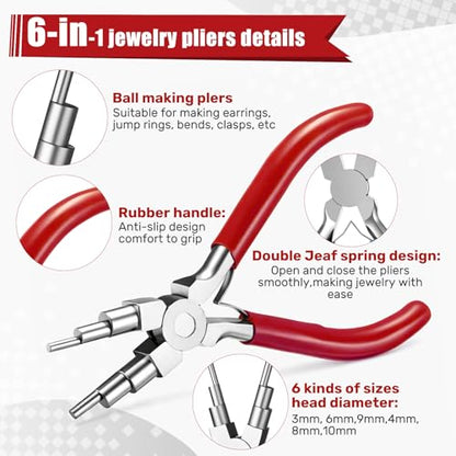 Mudder 2 Pcs Jewelry Making Tool 6 in 1 Bail Making Plier,Red and Green - color: Red and Green