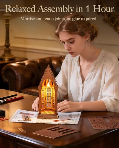 Rolife 3D Wooden Puzzle- Geometry Cathedral Architecture Model with LED Lights, DIY Craft Building Kit for Adults, Unique Home Decor & Birthday for Hobbyists - style: Geometry Cathedral