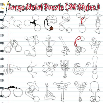 24 Packs Metal Bulk IQ Wire Metal Puzzles,Red,Classic Styles - color: Red, style: Unique Styles