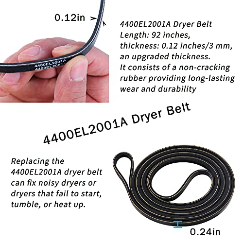 Upgraded Dryer Repair Kit Dryer Roller Kit for LG Kenmore Dryers Includes 4581EL2002C Dryer Drum Roller Assembly 4400EL2001A Dryer Belt and 4561EL3002A Dryer Idler Pulley, Pictures 6, 7 are Fit Models