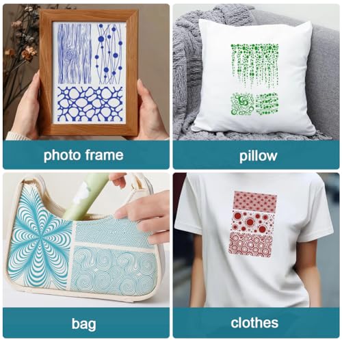4Pcs 4 Styles Polymer Clay Texture Stencil 3.9 x 6 Inch Silk Screen Stencils Reusable Geometric Texture Pattern Nylon Mesh Transfers for Clay Wood Fabric Canvas Jewelry Making DIY Crafts - color: Mixed Shapes-2