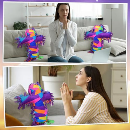 Weysat 6 Sets Religious Cross Tied Pillow Craft Kit 2026 VBS Crafts Christian DIY Pillow Gifts with PP Cotton Sunday School Decor VBS Favors Giveaways - style: Cross