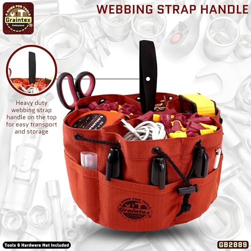 Graintex 18 Pockets Grab Bag Rip-stop Canvas Drawstring Closure, Small Part Organizer Pouch, Small Tools, Screws, Parts, Parachute Tool Bag for Efficient Storage - Rust - color: Rust