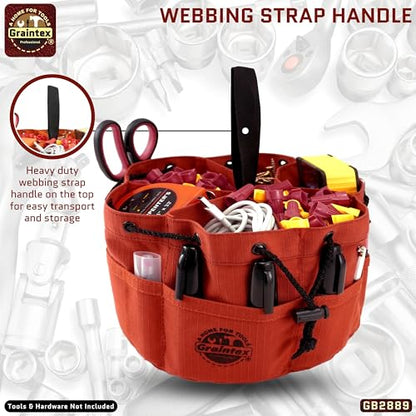 Graintex 18 Pockets Grab Bag Rip-stop Canvas Drawstring Closure, Small Part Organizer Pouch, Small Tools, Screws, Parts, Parachute Tool Bag for Efficient Storage - Rust - color: Rust