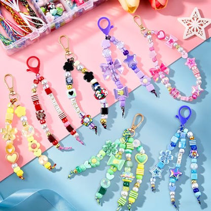 TOHONGADON 1227 PCS Beaded Keychain Making Kit for Women,DIY Bag Charm Kits - color: 1227 PCS Beads