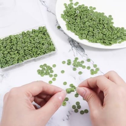 6mm Polymer Clay Beads for Bracelets Making 1000PCS - color: Military green