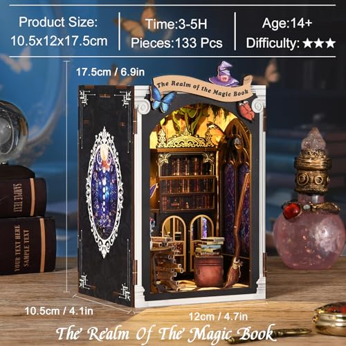 Book Nook Kit, DIY Dollhouse Miniature House with LED Bookshelf Decor Home Decor, 3D Wooden Puzzle Craft and Creative Gifts for Adults, Teens, Beginners (Magic Book) - style: Magic Book