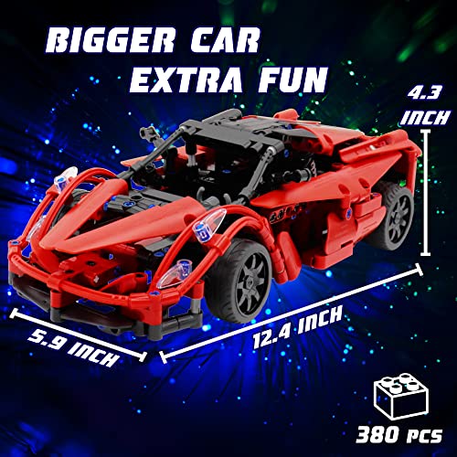 WISEPLAY Build Your Own RC Car Kit- 380PCS STEM Remote Control Car Building Kit - Great Building RC Gift for Your Kid - color: Red Storm