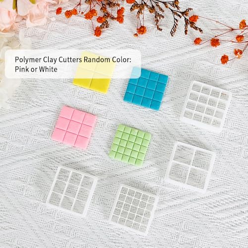 Xaekicr Grid Square Polymer Clay Cutters Set – 4PCS Geometric Clay Cutters for DIY Jewelry Making, Clay Tools for Polymer Clay Molds and Earring Projects - color: L color
