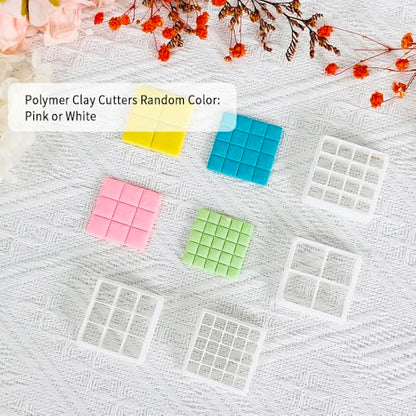 Xaekicr Grid Square Polymer Clay Cutters Set – 4PCS Geometric Clay Cutters for DIY Jewelry Making, Clay Tools for Polymer Clay Molds and Earring Projects - color: L color