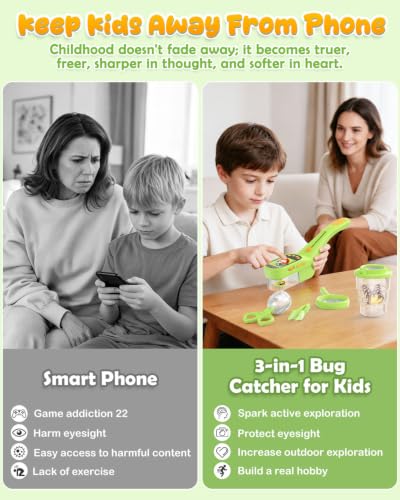 Bug Catcher for Kids,Kids Microscope,3-in-1 Insect Catching Kit for Kid - color: light green