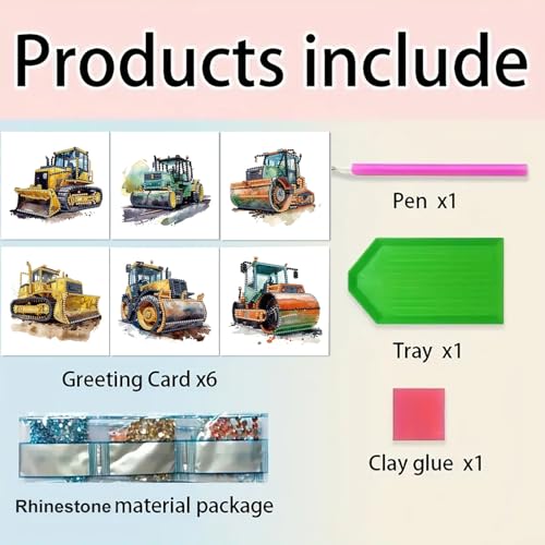DDGYP DIY Diamond Art Kits for Adults, Greeting Cards for Holiday Birthday - color: Excavator