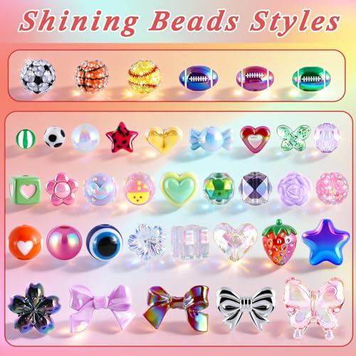 TOHONGADON 1812 Pcs Bead Keychain Making Kit, 7 Color Rainbow Bag Charm Kit - color: 1812 Pcs Beads
