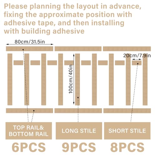 Pangda 23 Pcs 94.49 x 47.24 Inch MDF Board and Wall Batten Panel Kit Premade Wainscoting Panels Ready to Assemble Accent Decorative Wall Molding Kit for DIY Bedroom Living Room Home Decor