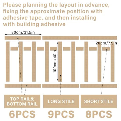 Pangda 23 Pcs 94.49 x 47.24 Inch MDF Board and Wall Batten Panel Kit Premade Wainscoting Panels Ready to Assemble Accent Decorative Wall Molding Kit for DIY Bedroom Living Room Home Decor