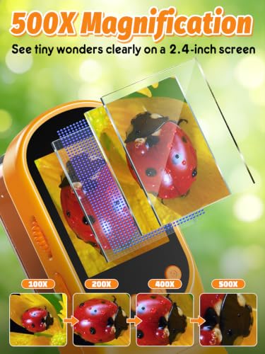 Acoath Microscope for Kids, Bug Catcher, 2.4" IPS Screen Bug Catching Kit - color: Orange