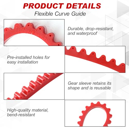 Frienda 78" Router Edge Guide Templates Kit Flexible Curve Ruler for Woodworking with 150 Self-tapping Screws Adjustable Arcs Red Tool for Router Precision Trimming Arc Angle Positioning Cabinet Table - size: 78 in