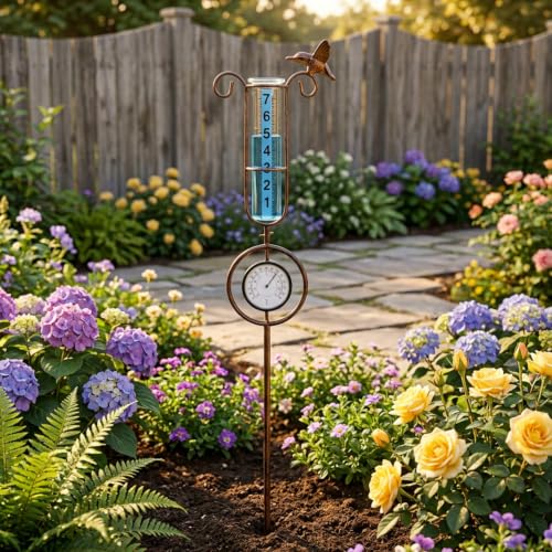 MUMTOP Rain Gauge Outdoor, Bird Rain Gauge for Lawn, Yard and Garden
