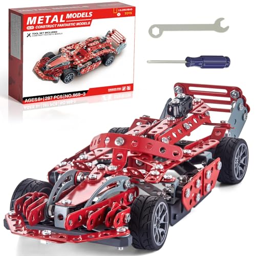 Building Kit Red Model Car Set - 287 PCS STEM Project Building Toys for Kids Ages 8-12, Assembly Building Vehicle for Boys 8 9 10 11 12-16 Years Old and Up Boys Girls Adults - style: Model Red Car