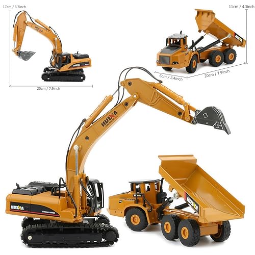 Gemini&Genius 2Pcs Construction Vehicle Toys Dump Truck and Excavator Set