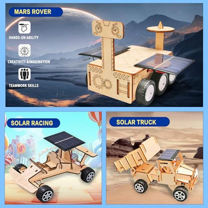 6-in-1 Solar STEM Wooden Building Kit for Kids Ages 6-14