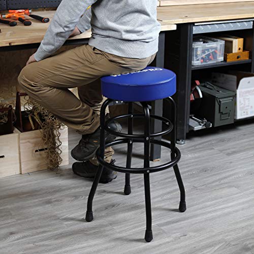 WORKPRO Heavy-Duty Garage Shop Stool, Swivel Cushion Seat, Steel Frame