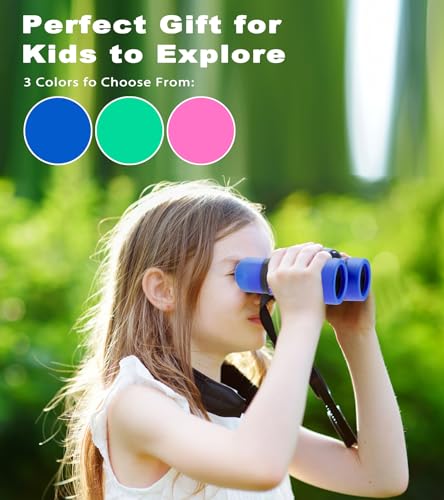 Binoculars for Kids, Toys for 3-12 Years Boys and Girls High-Resolution Optics Shockproof Mini Compact Toy Binoculars for Bird Watching, Hiking, Camping, Science, Detective - color: Dark Green