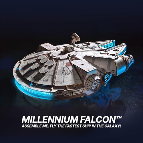UGEARS Star Wars ™ Millennium Falcon™ Wooden 3D Puzzles for Adults - DIY Mechanical Model Kit, 3D Puzzle Brain Teaser Puzzles for Adults, Wood Model Building Kits, Hobbies for Men and Women