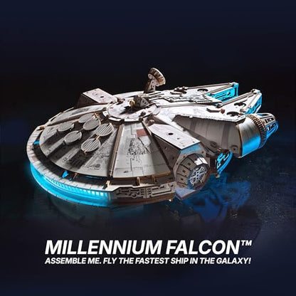 UGEARS Star Wars ™ Millennium Falcon™ Wooden 3D Puzzles for Adults - DIY Mechanical Model Kit, 3D Puzzle Brain Teaser Puzzles for Adults, Wood Model Building Kits, Hobbies for Men and Women