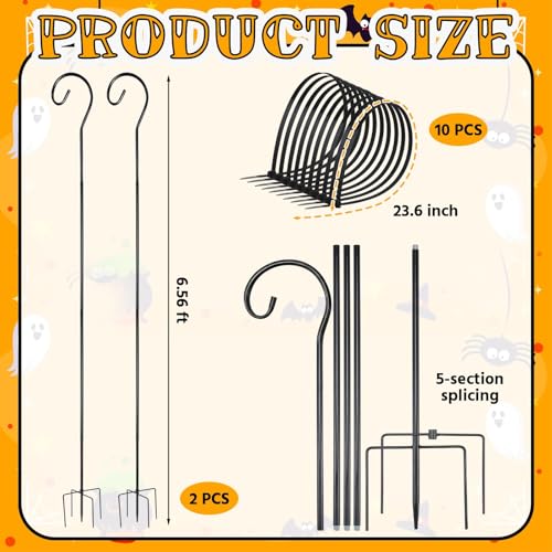 2Set Halloween Metal Skeleton Stand, Black, 6.56 Ft/ 2 M, Regular - color: Black, style: Regular Styles