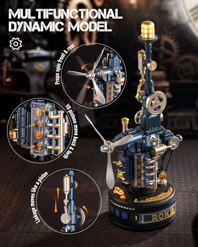 ROKR 3D Puzzle for Adults-Beacon Tower Model Kit with Light,139 Pcs Mechanical Building Set, STEM Educational Toy & Cool Desk Decor Gift for Men, Women, and Teens（CGL04）