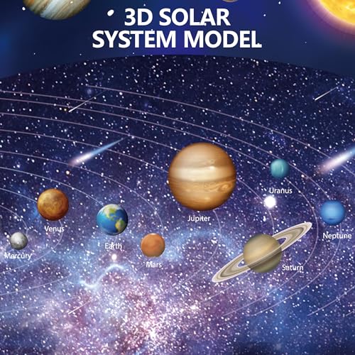 Pllieay 3D Solar System Model, Solar System Project Kit Include Display Box - style: 3D Solar System Model Kit