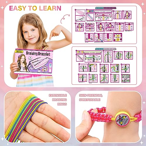 Friendship Bracelet Making Kit for Girls Ages 6-12, DIY Jewelry Craft Toy - color: Pink