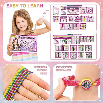 Friendship Bracelet Making Kit for Girls Ages 6-12, DIY Jewelry Craft Toy - color: Pink
