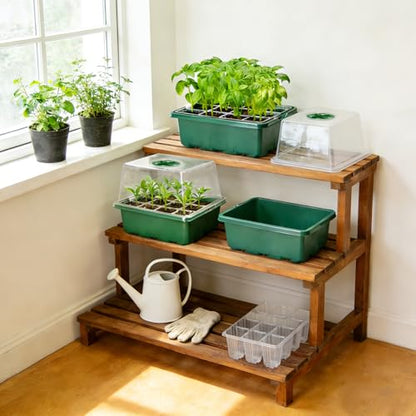 MIXC 10 Pack Seed Starter Tray, 120 Cell Stater Kit with Elevated Lid Green - color: Green, size: 12 Cell-10 Packs Elevated Cover